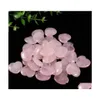 Artes e ofícios 20X20X6Mm Estátua de coração Pedra natural esculpida Decoração de quartzo rosa polido à mão Cristal de cura Reiki Brinquedo presente Dh1Bs