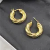 Boucles d'Oreilles Créoles Celi Rétro Twist Français Minimaliste Laiton Plaqué Or Grossiste