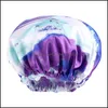 Beanie/Skull Caps Colorf Elastic Double Layer Waterproof Bath Turban Hair Care Hat Headwear For Women Girl Fashion Accessories Drop DHZ1I