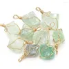 Pendentif Colliers Bonne qualité Pierre de fluorite naturelle Pendentifs enveloppés de fil irrégulier pour accessoires de bijoux faisant en gros 6pcs