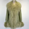 Women's Leather Ladies Genuine Jacket With Fur Collar Women Real Sheepskin Coat