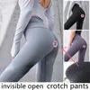 Leggings de leggings invisibles à fermeture éclair invisible Pantalon de yoga serré à l'entrejambe plus taille haute taille pantalon extérieur