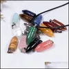 Konst och hantverk PenDum Natural Crystal Rose Quartz Tigers Eye Stone Charms Formh￤nge f￶r DIY Making 10x25mm Sports2010 Drop Deli DH5ZR