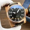 Multiple Colors Watches Arab Numbers Big Pilot 40mm Ref.327001 Smooth Bezel Genuine Leather Strap Midnight Automatic Mechanical Sapphire Glass Mens Wristwatch