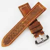 spot whole Italian Retro Brown Watch Band 22mm 24mm HandmadeGenuine Leather Vintage Strap for PAM for panerai256J