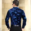 Camisas casuais masculinas 2022 Autumn Winter grossa quente de veludo de ouro quente Moda de manga comprida homens engrossam floral macio e confortável