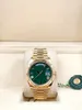 Luxury Fashion Mens Watch 41mm Daydate Ref 228238 Green Cading Top-qualité 18k Gold Innewless Steel Band Automatic Mécanique montre la bracelet 269p