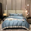 Bedding Sets 100S Egyptian Cotton Set Luxury Quilt Cover Soft Duvet Flat Bed Sheet Pillowcases Long-staple Colorblock#/L