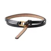 Belts Real Cowskin Leather Belt Fashion Alloy Buckle Retro Ladies Thin Genuine For Women Wild Jumpsuit Ceinture