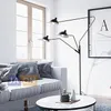 Golvlampor industriell loft järn minimalistisk svart lampa tre lätt svängarm för foajé matsal sovrum