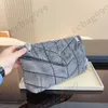 Женские дизайнерские джинсовые пуховики Jumbo Bags Washed Blue V-Stitch Серебряная золотая цепочка через плечо Большая вместимость на открытом воздухе Saoche Vintage Casual Handbag 34x10x21CM