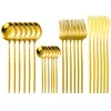 Flatware sets 24 stks gouden tafelwerk roestvrijstalen bestek mes lepel dinersy set set