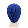 Beanie/Skull Caps 12 färger Kvinnor Girl Cross Beanie Turban Pure Color Hat Stretch Headwear Fashion Hair Care Accessories Drop Delive DHHVW
