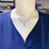 Pendant Necklaces Ulisses Sea Blue Zircon Water Drop Crown Necklace Elegant Christmas Gift Year