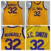 Ed NCAA Mens Basketball Jerseys JC Smith # 32 College Don Cheadle Earl the Goat Manigault Rebound Yellow Jersey Chemises S-2XL