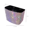 Interior Accessories Rhinestone Car Trash Can Storage Bins Plastic Color Diamond Back Box Waterproof Grabber Hanging