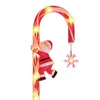 그라운드 스테이크가있는 크리스마스 레드 램프 장식 목발 조명 사탕 지팡이 태양열 공휴일 잔디 Xmas 차도 마당을위한 조명