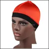 Feanie/crânio Caps de cor sólida Banda ampla sedosa Elastic Hip Hop Biker Beanie Turbano Moda Acessórios para Cabelos de Fashion Droga Chapéus S DhNuv