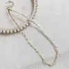 Halsband Mode Natürliche Süßwasser Perle Halskette Gold Farbe Edelstahl Kette Unregelmäßigen Kleinen Barock Charme Kurz