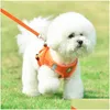 Dog Collars Leashes Mesh Reflective Pet Collar Leash Harness Set For Small Medium Large Dogs Nylon Puppy Cats Drop Delivery Home G Dh02H