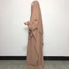 Conjunto de roupas étnicas Abaya Khimar de alta qualidade Nida muçulmana feminina manga comprida vestido hijab de oração de duas peças islâmico