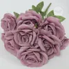 Decoratieve bloemen 10 Bloemen/Bunch Vintage Roses Coffee Bean Paste Purple Gray Pink Silk Bouquet For Birthday Party Wedding Decoration Room