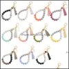 Party Favor Sile Key Ring Armband Pärled Wrislet KeyChain Portable Keys Holder Tassel Chain trägristlet Bangle Keyrings PAB1477 OTPX2