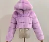 Kvinnors p￤ls S-8XL Fashion Hooded Faux Coats Women Winter Warm Furry Hight Quality Overcoat Elegant Plush Crop Jackets Femme