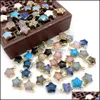 Konst och hantverk 13x16mm Natural Crystal Stone Charms Dekorera Little Star Green Rose Quartz Pendants Gold Edge Trendy Sports2010 DRO DH2CI