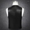 Gilet da uomo Gilet da uomo in vera pelle di alta qualità da uomo nero Giacca senza maniche in pelle di agnello Business Casual Slim Fit Gilet in pelle di pecora