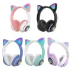 Luz do flash orelhas de gato fones de ouvido sem fio com controle microfone led criança menina estéreo bonito música capacete bluetooth telefone fone earphone5712911