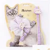 Dog Collars Leashes Cute Cat Collar Harness Leash Adjustable Nylon Pet Traction Kitten Halter Cats Products Belt Drop Delivery Hom Dhlq2