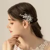 Headpieces Silver Rose Gold 2st Women Hair Pins Crystal Pearl Rhinestone P￤rlor Br￶llop Blomma smycken Brudtillbeh￶r