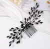 Cabeças de cabeça Mulheres vintage Madeiradas Black Rhinestones pente de cabelo Acessórios delicados para Halloween do baile de festas