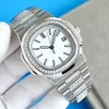 Diamond Watch Mens الساعات الميكانيكية الأوتوماتيكية 40 ملم الياقوت مع معصم سوار الصلب المرصع بالماس مونتر دي لوكس