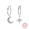 Orecchini a cerchio AIDE all'ingrosso S925 Argento Pendientes Zircon Star Moon Piercing Joyero per gioielli donna Boucle Oreille