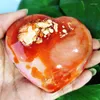 Decorative Figurines Natural Stone Red Agate Heart Symbolic Love Yoga Exercise Spirit Meditation Healing Feng Shui Crystal Room Decoration