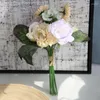 Decorative Flowers Silk Artificial Orchids Lotus Tea Rose Fake Flower For Home Wedding Bride DIY Wall Decoration Bouquet