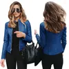 Casado de couro feminino 2022 casaco falso da motocicleta feminina PU Mulheres Zipper Roupa de Spring Autumn Blazer