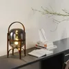 Lámparas de mesa Estilo japonés Lámpara Led de madera maciza Cálido Loft Dormitorio Art Log Estudio de cabecera El Homestay Decoración Luces