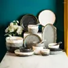 Miski miski i set naczynia światło luksusowe zastawa stołowa duża zupa mała ceramiczna płyta domowa pałeczka