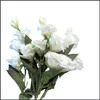 Flores decorativas grinaldas 4 cabe￧as Eustoma flor artificial decora￧￣o de casamento de seda casa