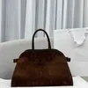 La ligne Margaux 15 Bag Designer Contrôle de la courroie Détail Double Top Poignées pour les sacs à main en cuir pour femmes