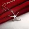 Catene Moda Design unico Collana di stelle marine placcate argento in rame per le donne Regali di compleanno per feste Porta piccoli trapani schiacciati