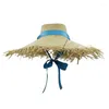 Chapeaux à large bord VISROVER deux modèles été chapeau de plage femme décontracté raphia soleil femmes surdimensionné ruban casquette en plein air fête cadeau