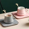 Tassen Untertassen 3PCS Keramik kondensierte Kaffeetasse und Untertasse Set europäischen Stil Nachmittagstee Milch Saft Frühstück Löffel Geschenkbecher