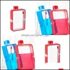 Vattenflaskor A5 380 ml Square Cup Portable Outdoor Sports Plastic Kettle Red Blue Creative Paper Drinks Bottle Pattern 8 8KN J2 Drop Otadm