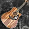 Lvybest Electric Guitar Custom Cutaway Body 41 Inch Dreadnought Koa Wood Acoustic Guitar