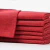 テーブルナプキンウェディングパイピングのための自家製赤いプレーン織り飾り布ディナーソフト快適な綿リネン6pcs