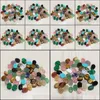 Artes y manualidades 6X8Mm Piedra natural Cabujón ovalado Granos sueltos Cuarzo rosa Piedras turquesas Cara para Reiki Adornos de cristal curativo Dhfdl